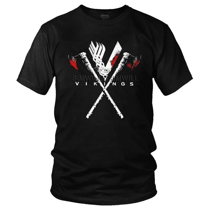 

Vikings T Shirt Men Cotton Printed T-shirt Graphic Tshirt Short Sleeve Valhalla Odin King Ragnar Lothbrok Tee Top