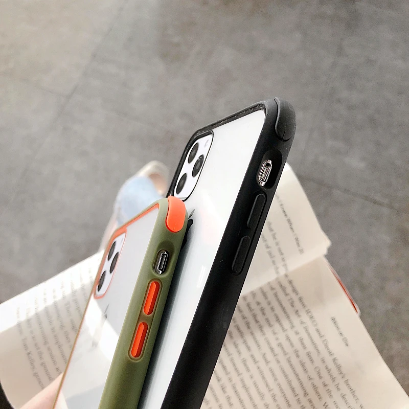 

Colorful Bumper Transparent Silicone Shockproof Phone Case For iPhone 12 Pro X XS XR XS Max 8 7 Plus Clear protection Back Cover