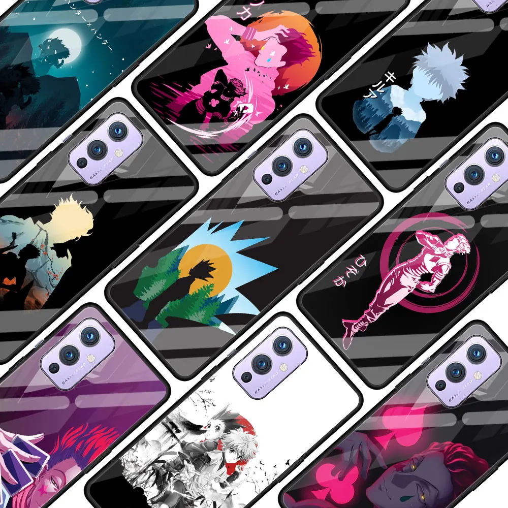 

Japan Anime Hunter X Hunter Tempered Glass Cover Phone Case For OnePlus 8T 8 9 7 Pro 8 Nord 5G 9R Z Black Soft Edge Shell Funda