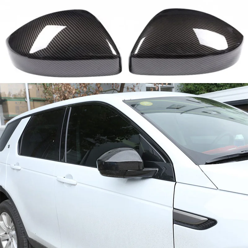 2pcs car look carbon fiber rearview rear view mirror cover for land rover discovery sport range rover velar evoque jaguar f pace free global shipping