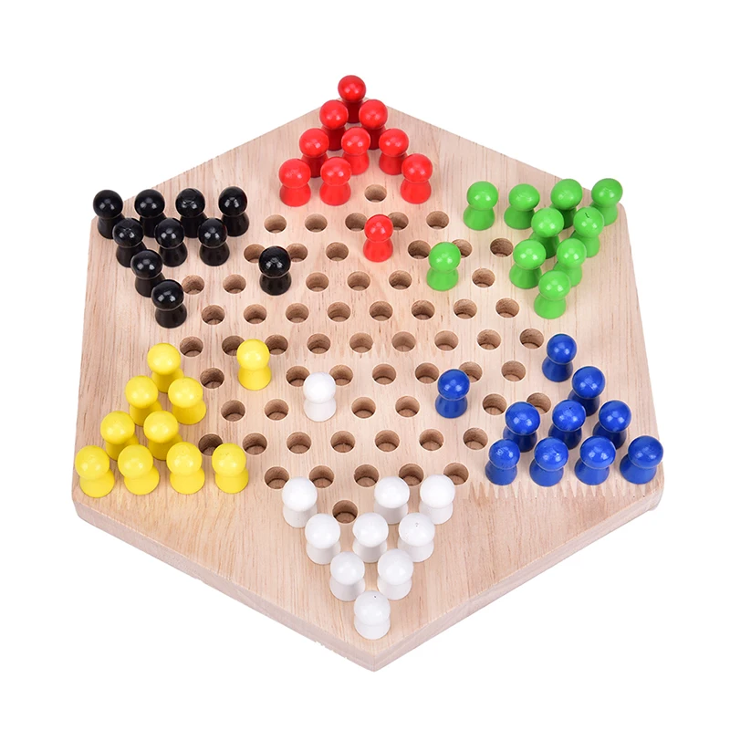 

1 set Most Popular Traditional Hexagon Wooden Chinese Checkers Family Game Set