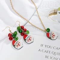 european and american new christmas necklace set santa claus necklace earrings christmas ornaments