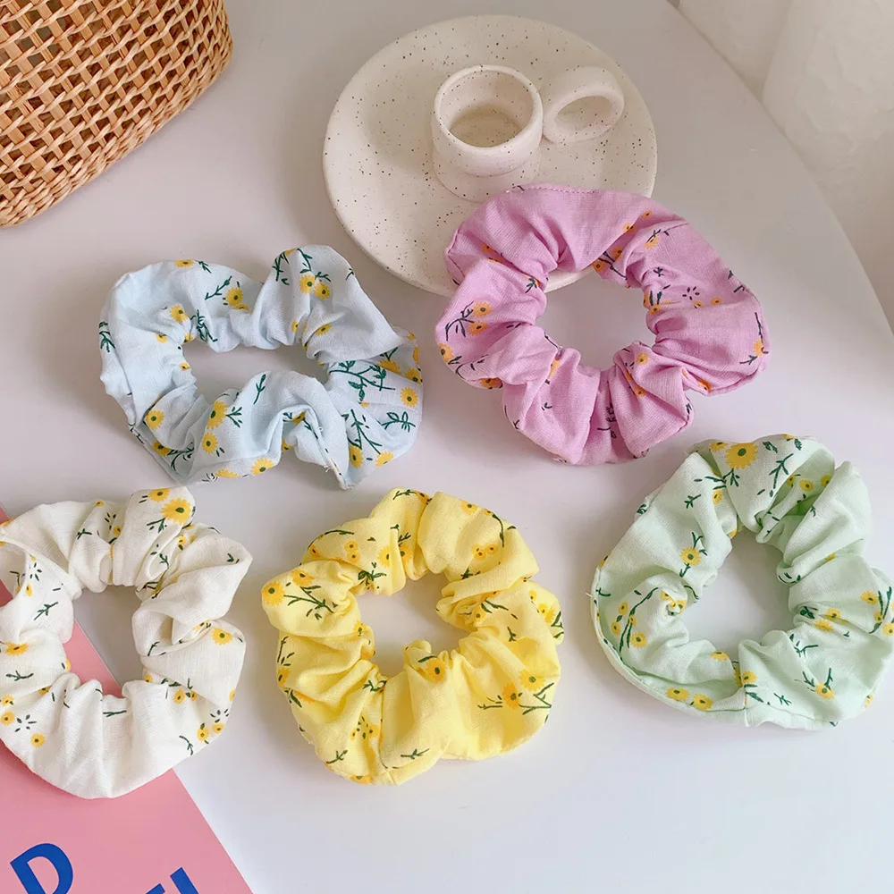Scrunchies эластичная повязка на голову с цветочным принтом для волос женщин