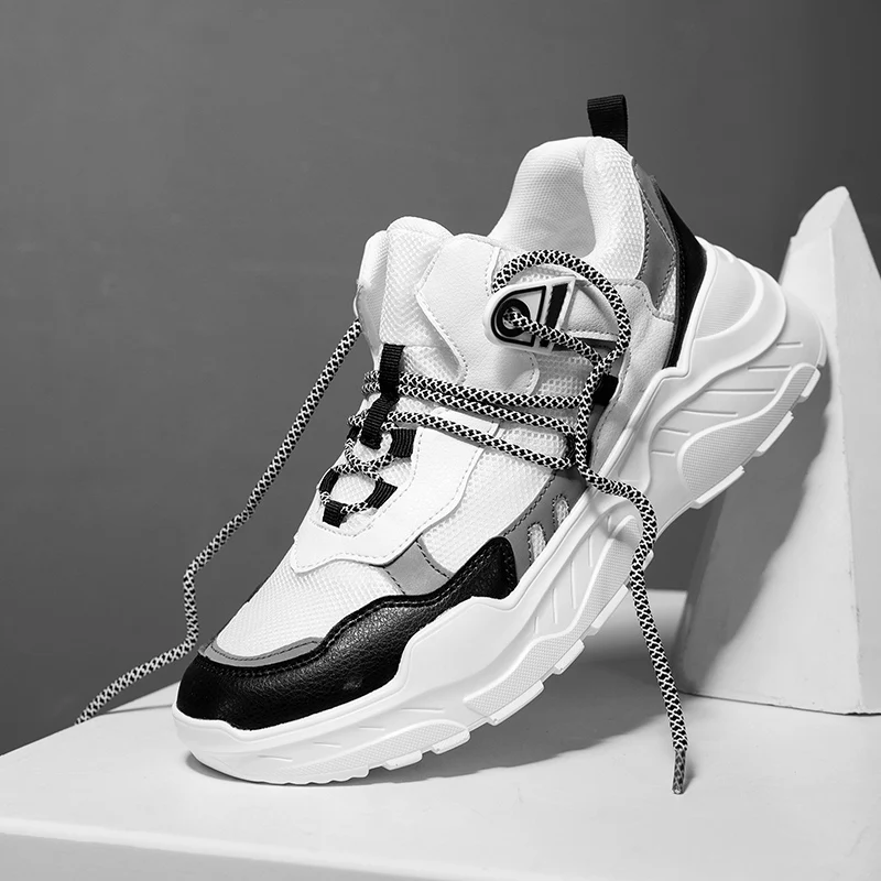 Мужские дышащие кроссовки на шнуровке темно синие повседневные для ходьбы и