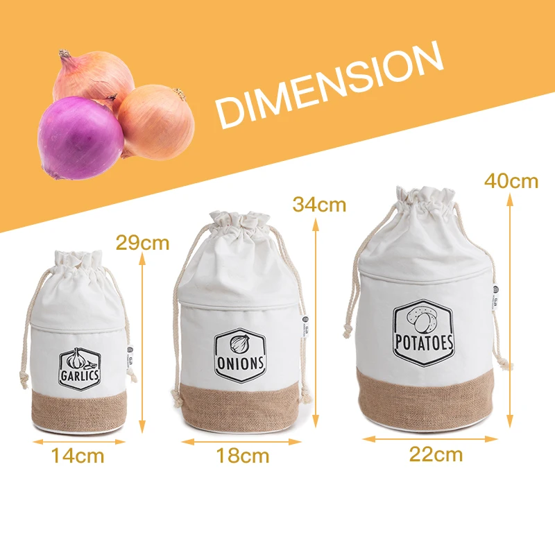 3 шт. хлопковые пакеты для хранения картофеля лука чеснока | Дом и сад