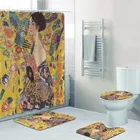 Декоративная Женская занавеска Gustav Klimt с веером для душа и набор ковровых покрытий Gustav Klimt Водонепроницаемая занавеска для ванной занавеска водонепроницаемый художественный коврик ковровое украшение