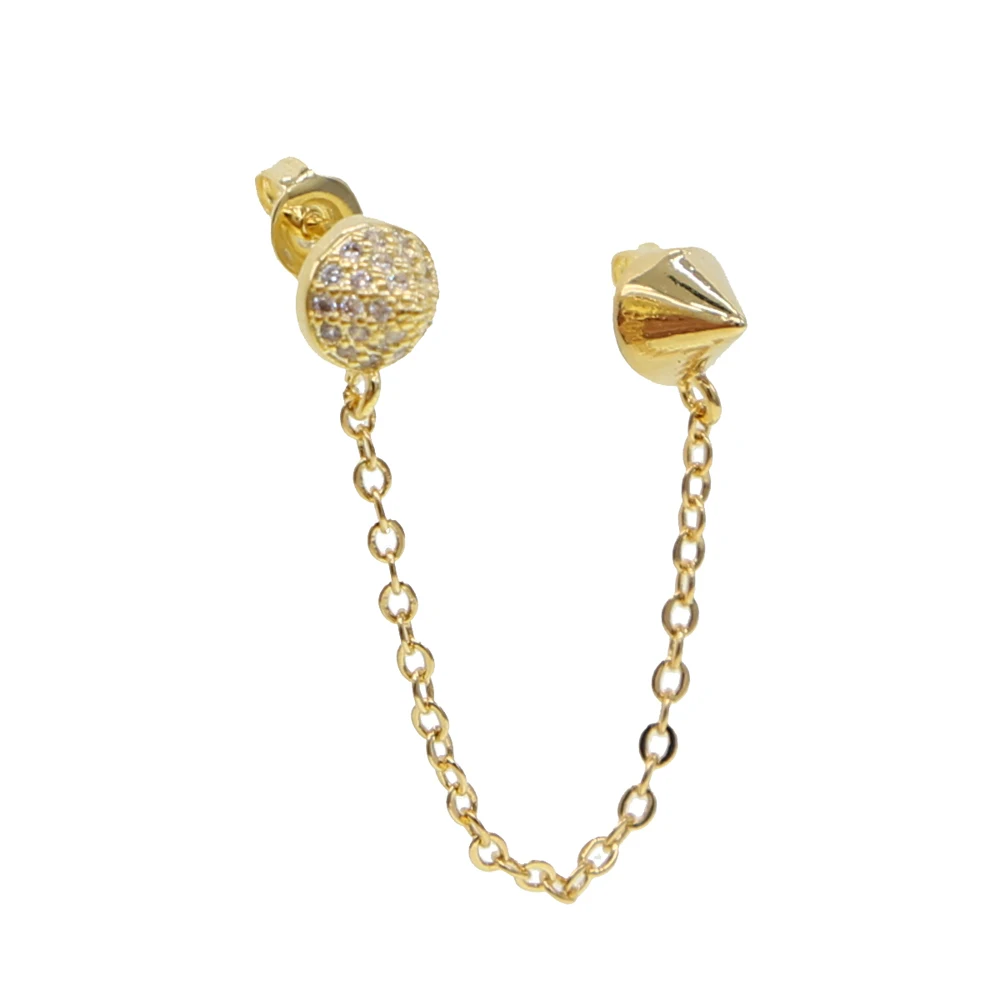 Двойной 2 пирсинг гвоздики AAA кубический цирконий cz кисточкой цепочка