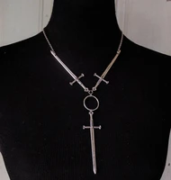three of swords necklacechoker necklace silver plated tarot goth avant garde occult witchy edgy medieval jewelry