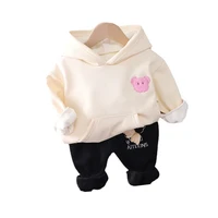 autumn toddler casual costume winter baby girls cartoon clothes children thicken hoodies pants 2pcssets kids fashion tracksuits