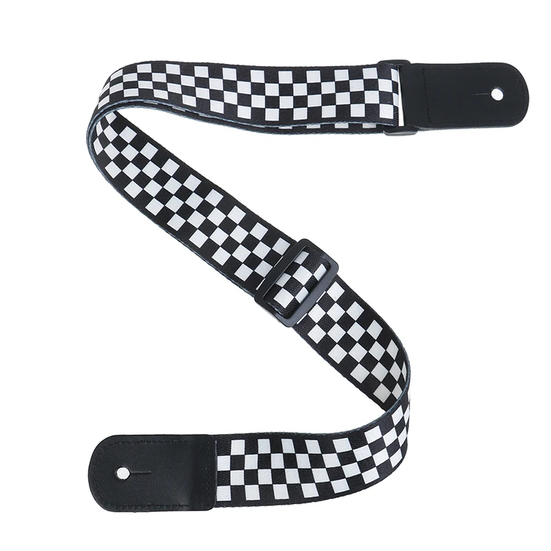 

Adjustable Electric Guitarra Strap Leather Black White Plaid Acoustic Guitar Strap Ukulele Bass Guitar Part Accessories