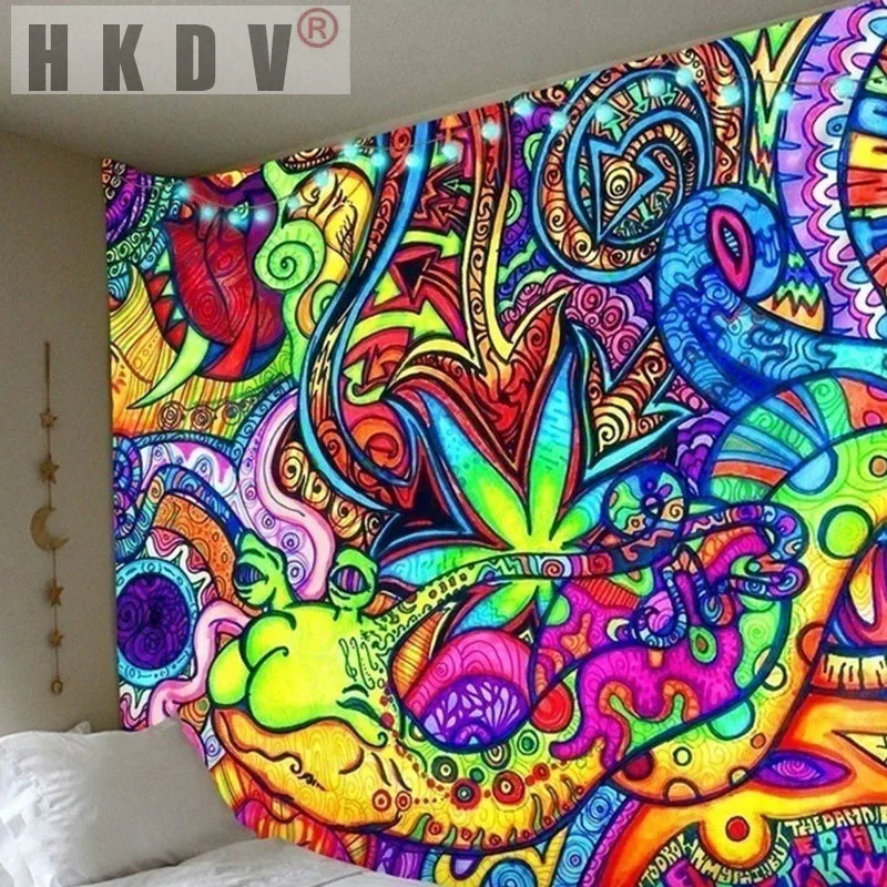 

Яркий флуоресцентный гобелен HKDV, украшение для стен, домашнее украшение для кровати, 8 размеров