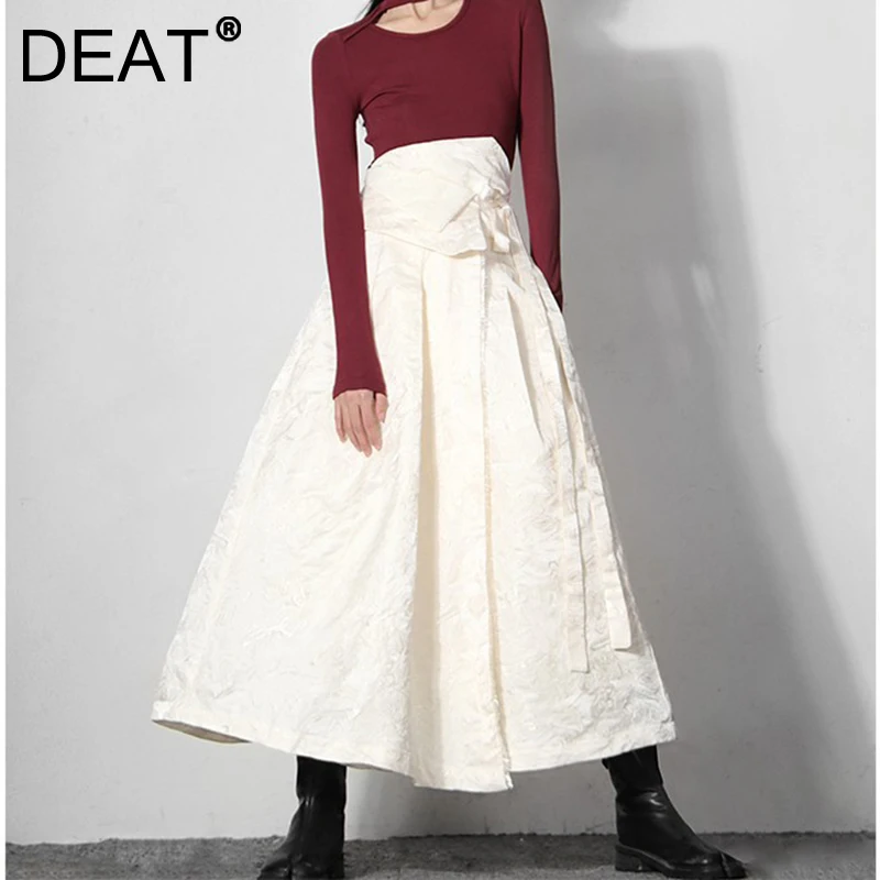 

Женская Длинная Юбка-миди DEAT, ассиметричная Юбка-миди с высокой талией и складками, универсальный размер, WT04100, Осень-зима 2021