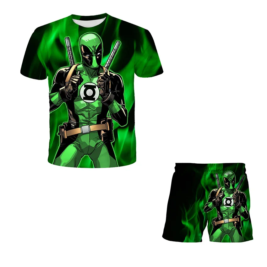 

Deadpool-Children's Short Sleeve T-shirt + Shorts Clothing Set, 3D Printing, Streetwear, Harajuku, Cool Clothing Children's Clot