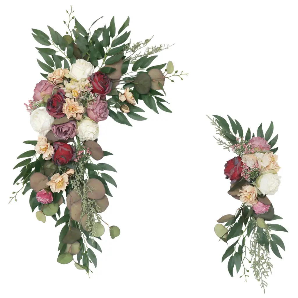 

2 Pieces Silk Wedding Arch Flowers Floral Arrangement Display Fake Plant for Wall Reception Holiday Ceremony Decor