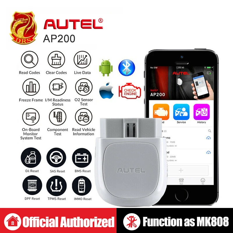 Диагностический сканер Autel AP200 инструмент для полной диагностики автомобиля OBD2 PK