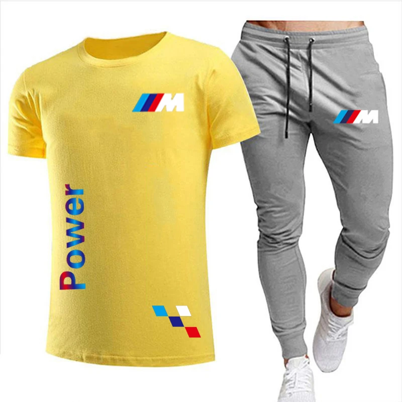

Tracksuit man brand Sportswear Summer Alphabet Print Suit Men's Jogging Fitness Suit Men's Suit T-shirt+Pants 2-Piece Set S-3XL