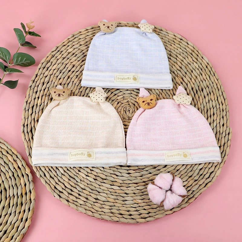 

Детская ветрозащитная теплая шапка хлопковая утепленная детская шапка полосатая Милая шапка с шинами