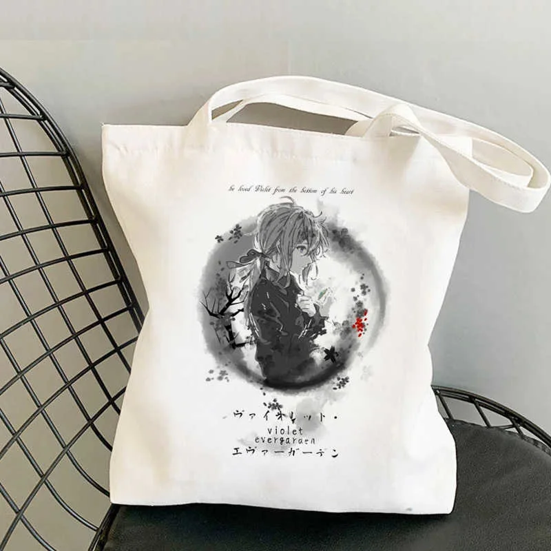 

Violet Evergarden shopping bag jute bag canvas bolso shopping shopper eco bag string bolsas ecologicas fabric jute sac toile