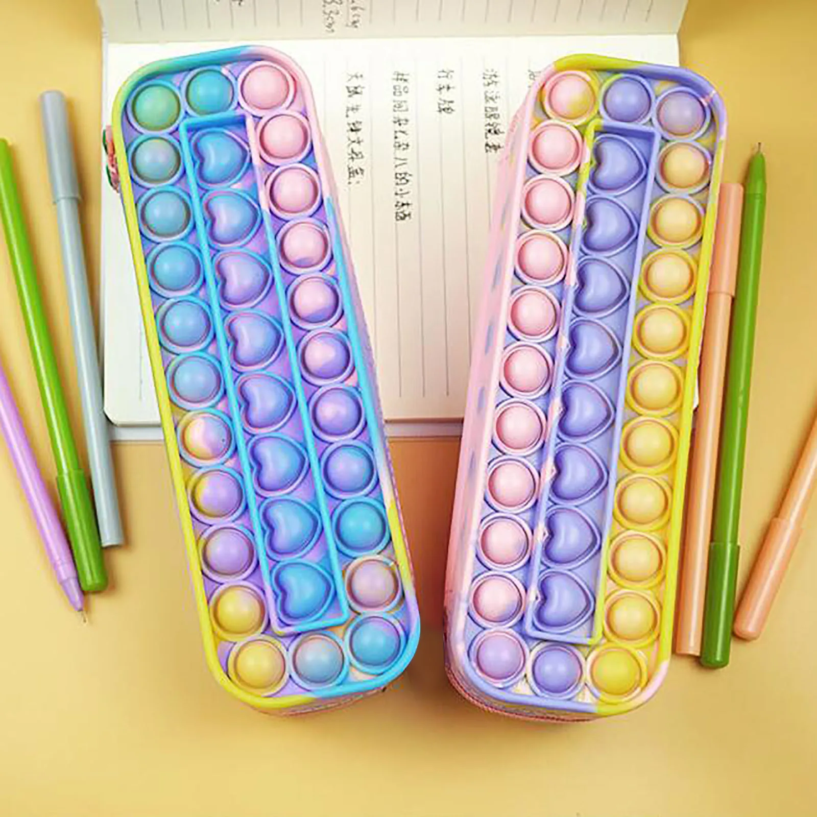 

Rectangle Pencil Case Silicone Push Bubble Fingertip Decompression Crafts Adults Children Sensory Decompression Toys Anti-stress