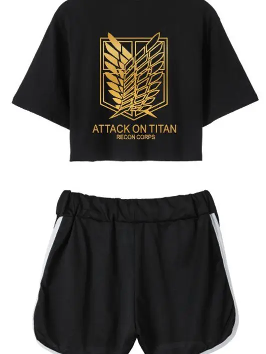 Костюм из футболки и шортов для косплея аниме атака на Титанов| |