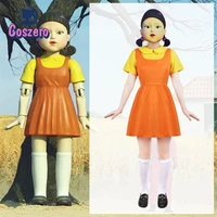 robot doll yellow little girl costume scary halloween costume for kid women