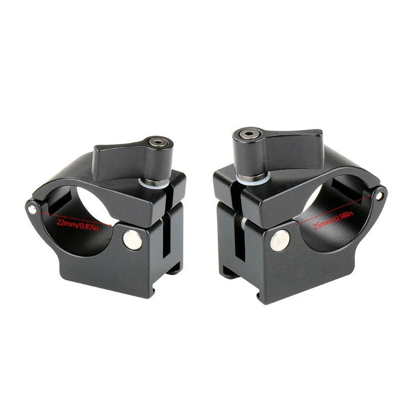 

P8DF Rod Clamp Monitor Mount Attached to 22/25mm Tube Pipe Clip 1/4"and 3/8" Screw Holes Gimbal Stabilizer