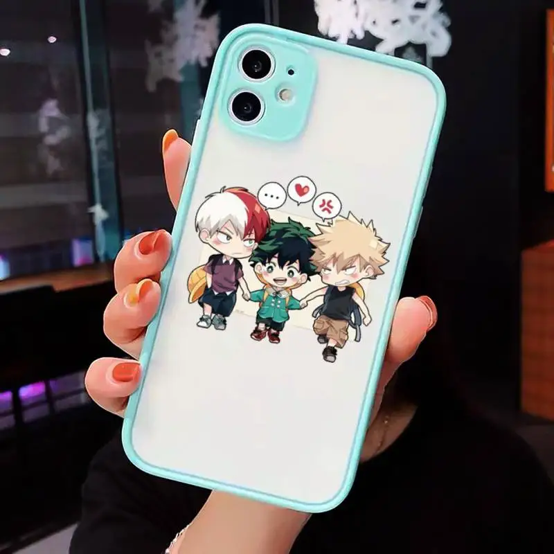 

My hero academia Phone Case Clear Funda matte transparent For blue iPhone 7 8 x xs xr 11 12 pro plus max mini
