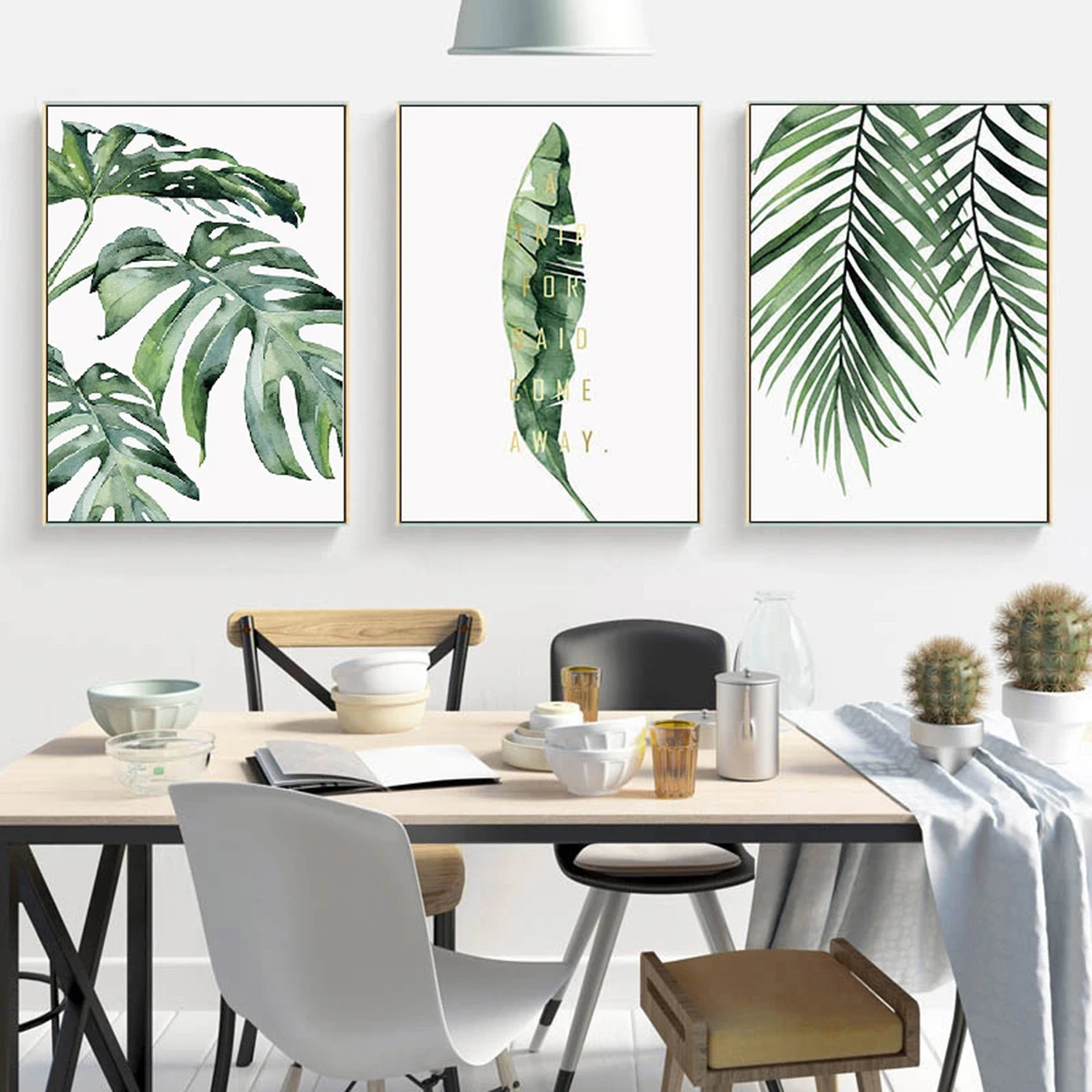 

Scenery Tropical Plants Green Leaf Monstera Wall Art Canvas Painting Posters and Prints Wall Painting for Living Room Decoration