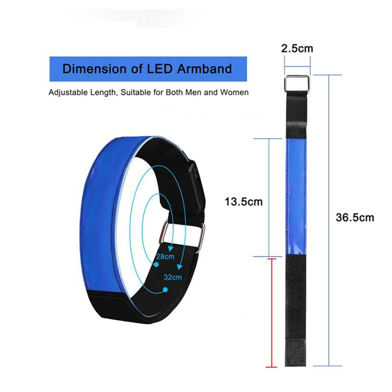 

2PC + 1PC USB rechargeable LED luminous night running armband bracelet runner walker running light rechargeable LED handband