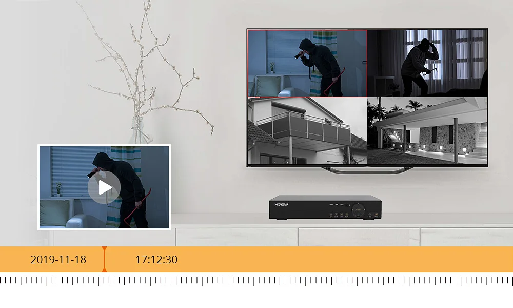 H. View камера безопасности Система 8ch CCTV система 4x1080 P CCTV камера система видеонаблюдения комплект Camaras Seguridad Home 1 ТБ HDD