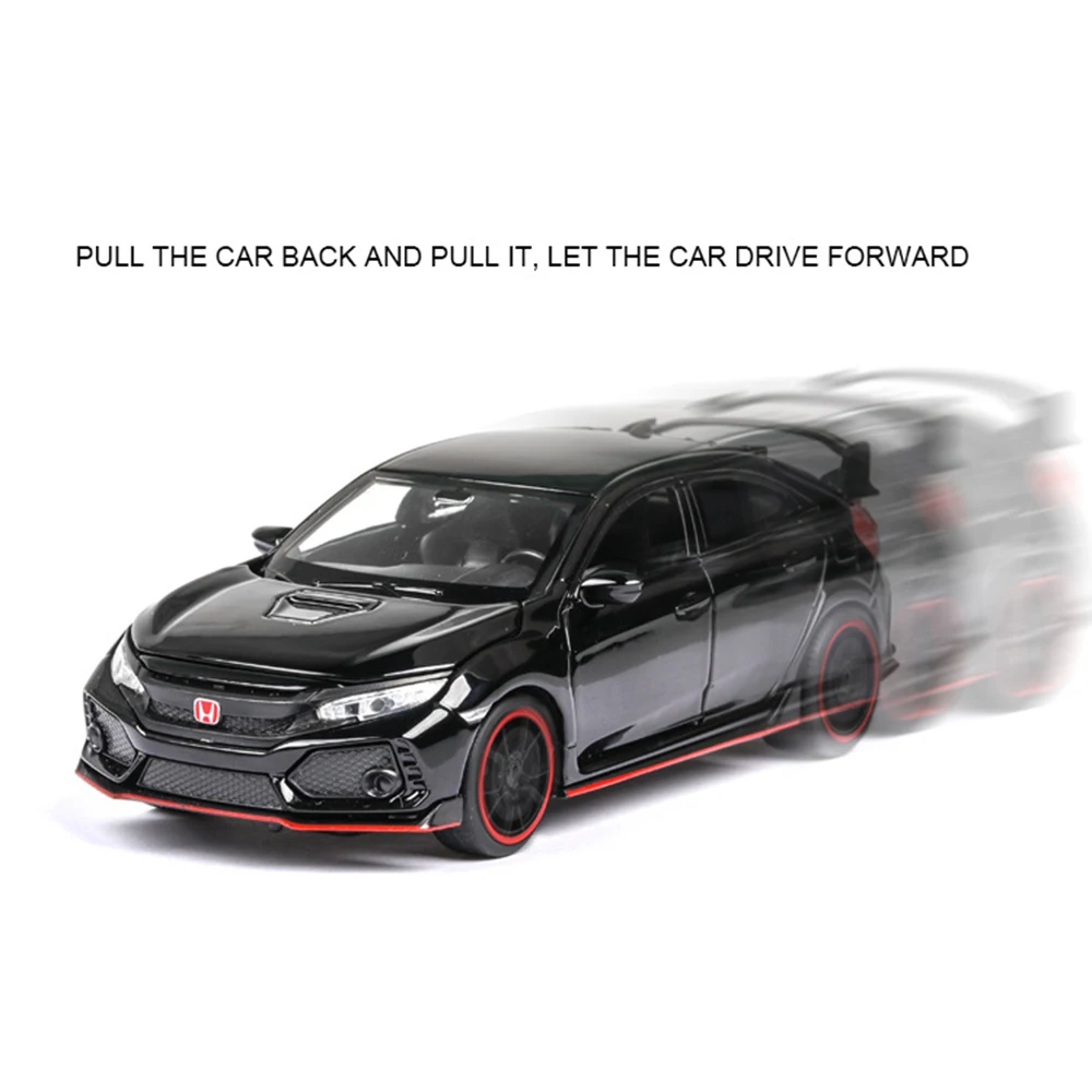 1:32 Civic TYPE-R Diecasts машинки, игрушечный автомобиль, модель автомобиля со звуком, светильник, коллекция, игрушки для мальчиков, подарки для детей