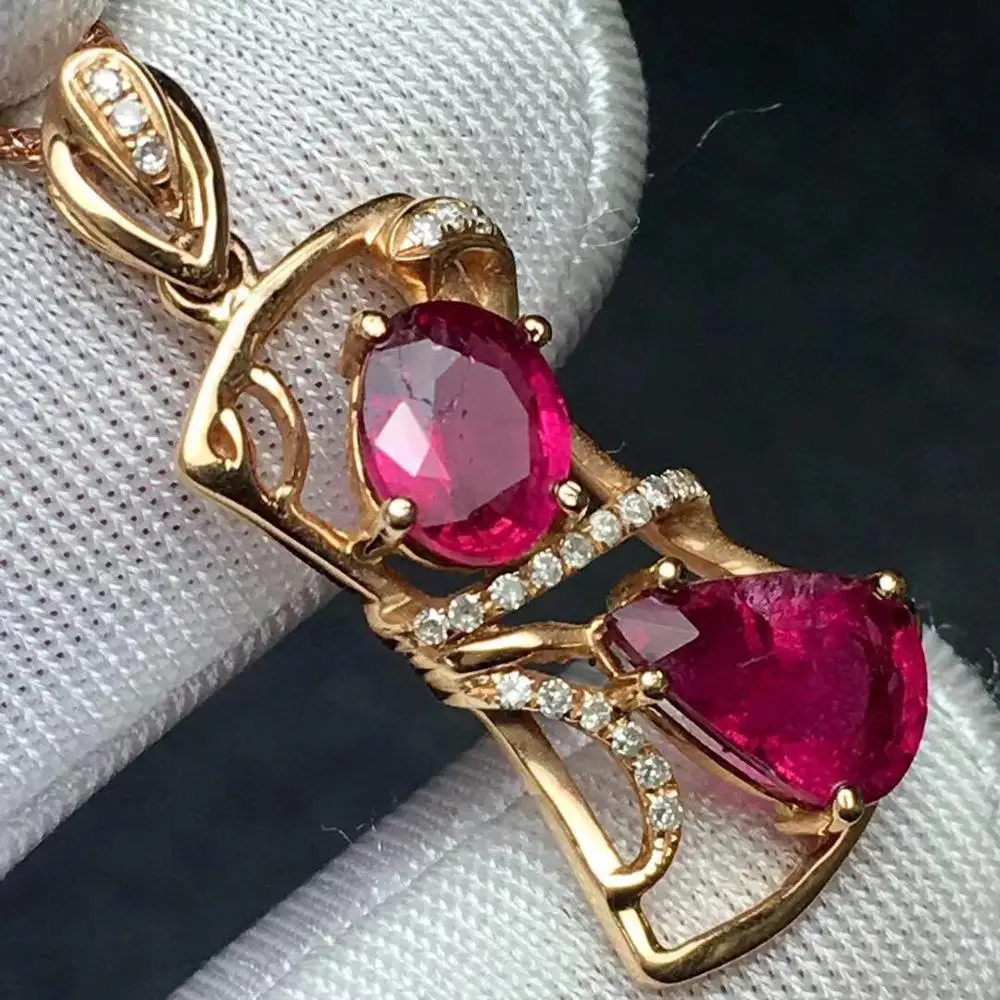 Турмалиновый кулон хорошее ювелирное изделие Настоящее золото 18 К 100%