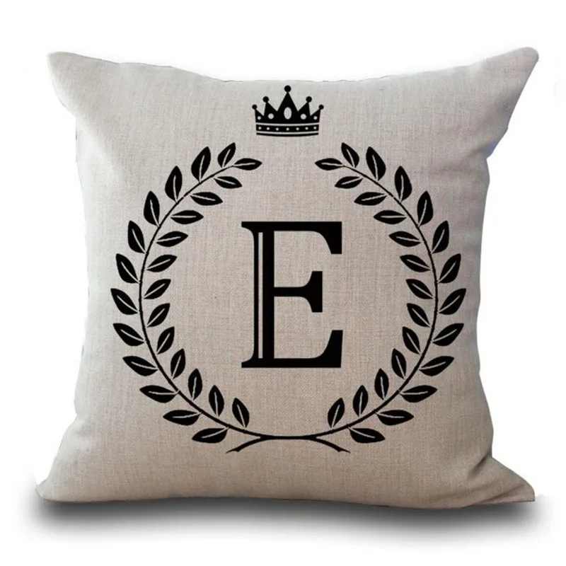 

26 Letters Pillow Cases Crown 45*45cm Cotton Linen Throw Pillow Cushion Cover Car Letter Home Decoration Sofa Decor Kissenbezug