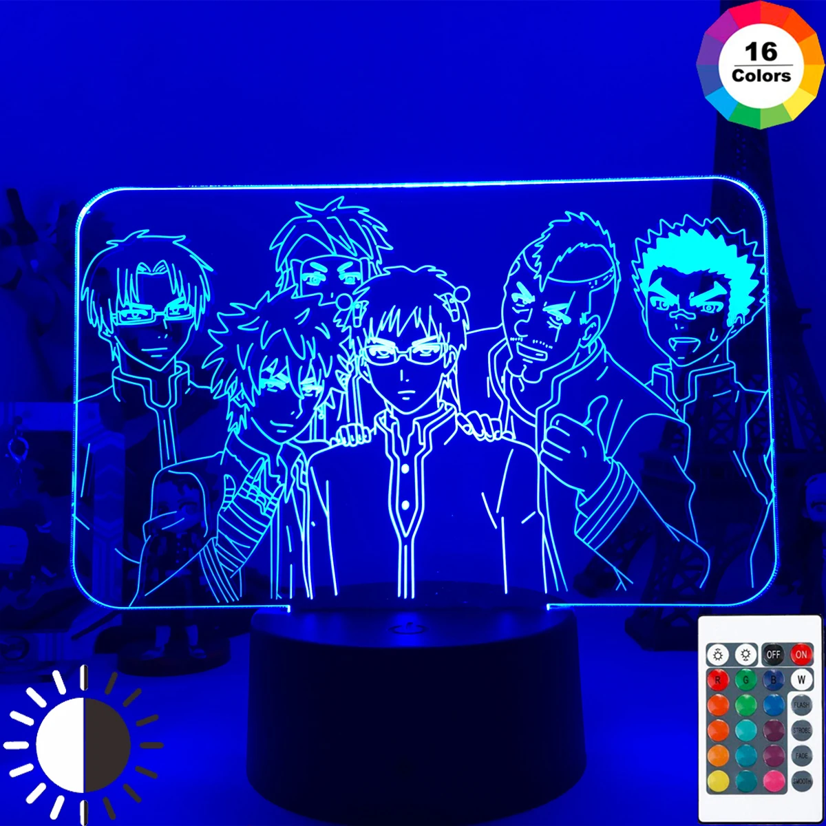 

Anime Led Night Light The Disastrous Life of Saiki K for Bedroom Decor Gift Colorful Nightlight Manga 3d Lamp Saiki K Toy Model