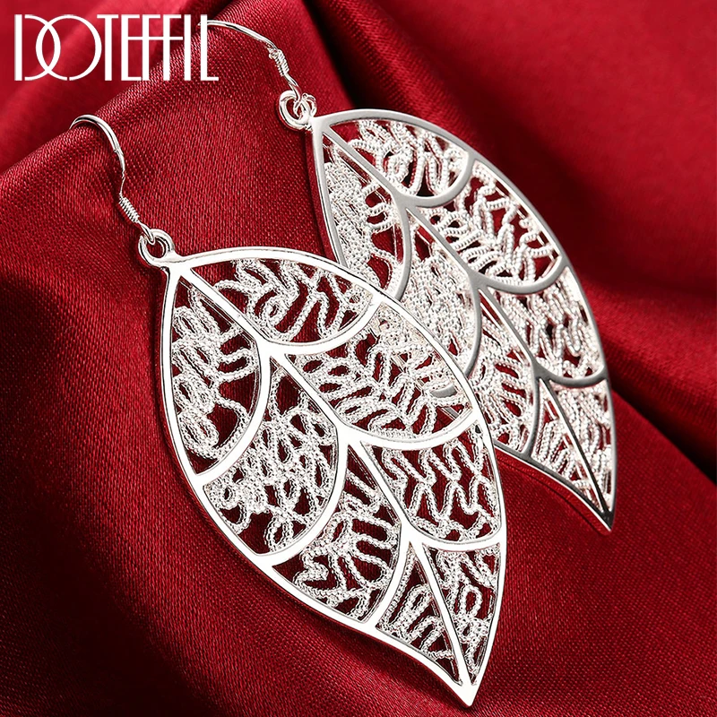 

DOTEFFIL New Arrival 925 Sterling Silver Fashion Leaf Earrings For Women Wedding Engagement Jewelry Best Gift Christmas Gift