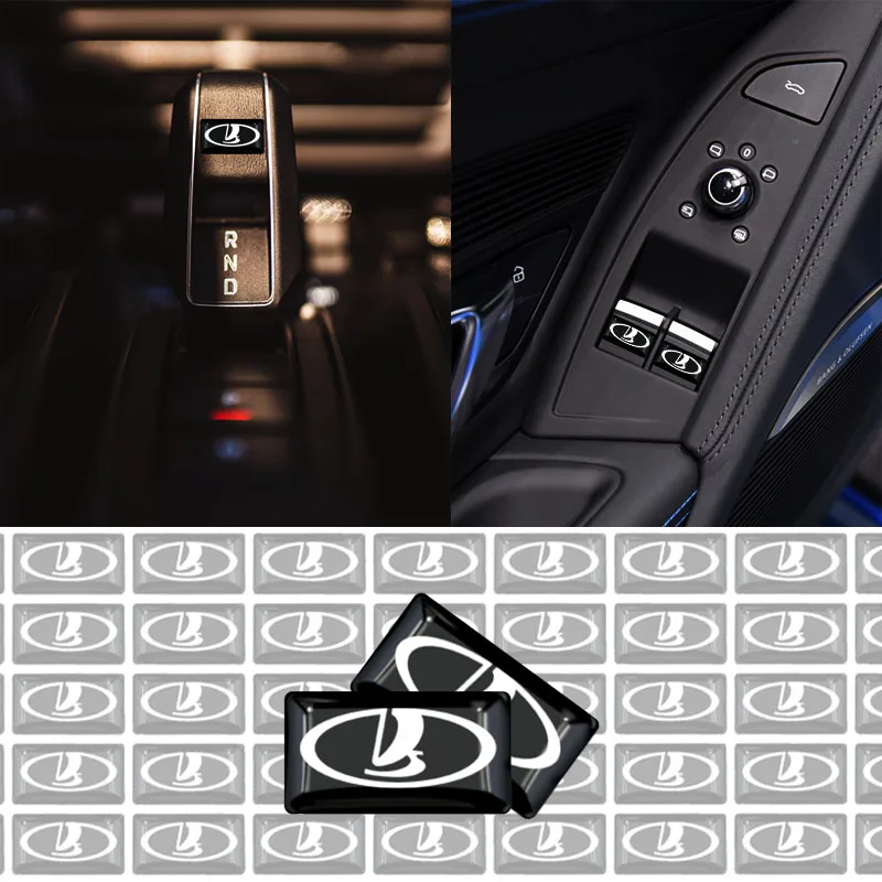 

10/50pcs Car Badge Universal Door Steering Wheel Lift Window Button Stickers for Lada Sedan Largus Kalina Granta Vesta X-Ray Etc