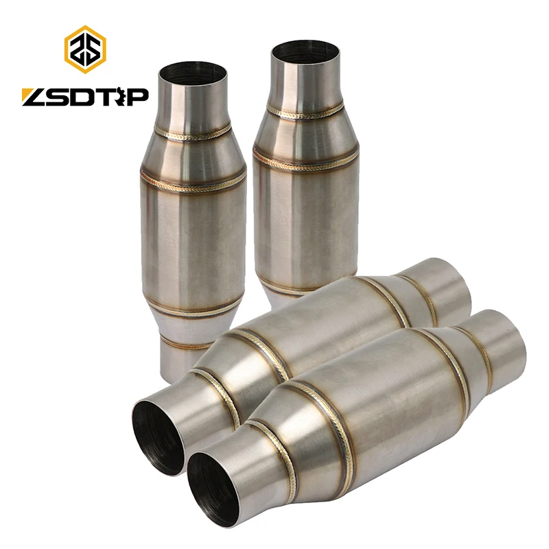 ZSDTRP 51MM Motorcycle Catalyst Exhaust Expansion Chamber Middle Tube Link Pipe Silencer Noise Sound Eliminator Escape Moto