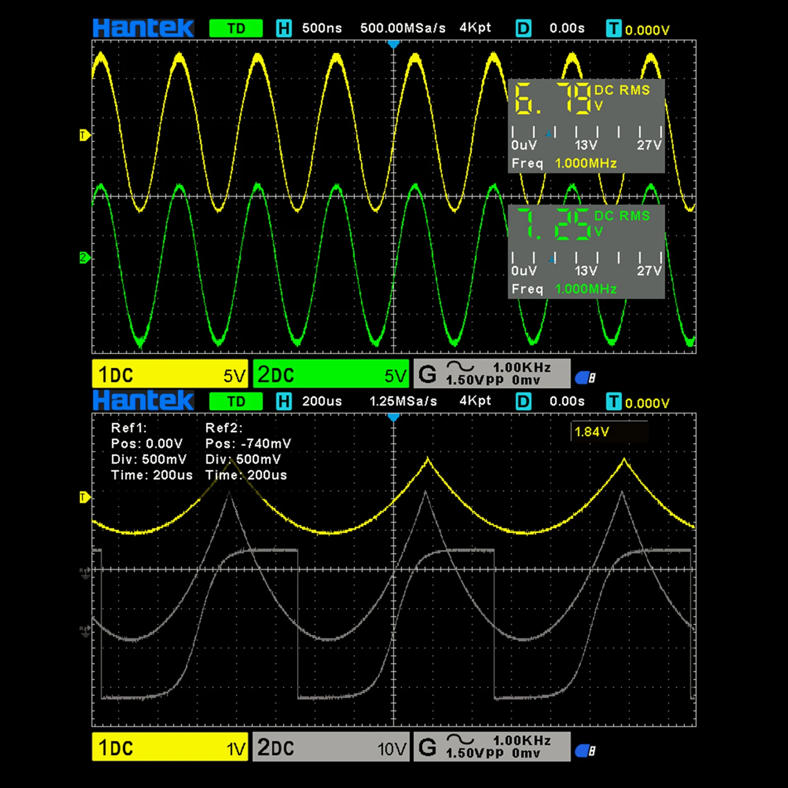 Цифровой осциллограф Hantek DSO2D15 настольный 800*480 пикселей 7-дюймовый TFT ЖК-экран