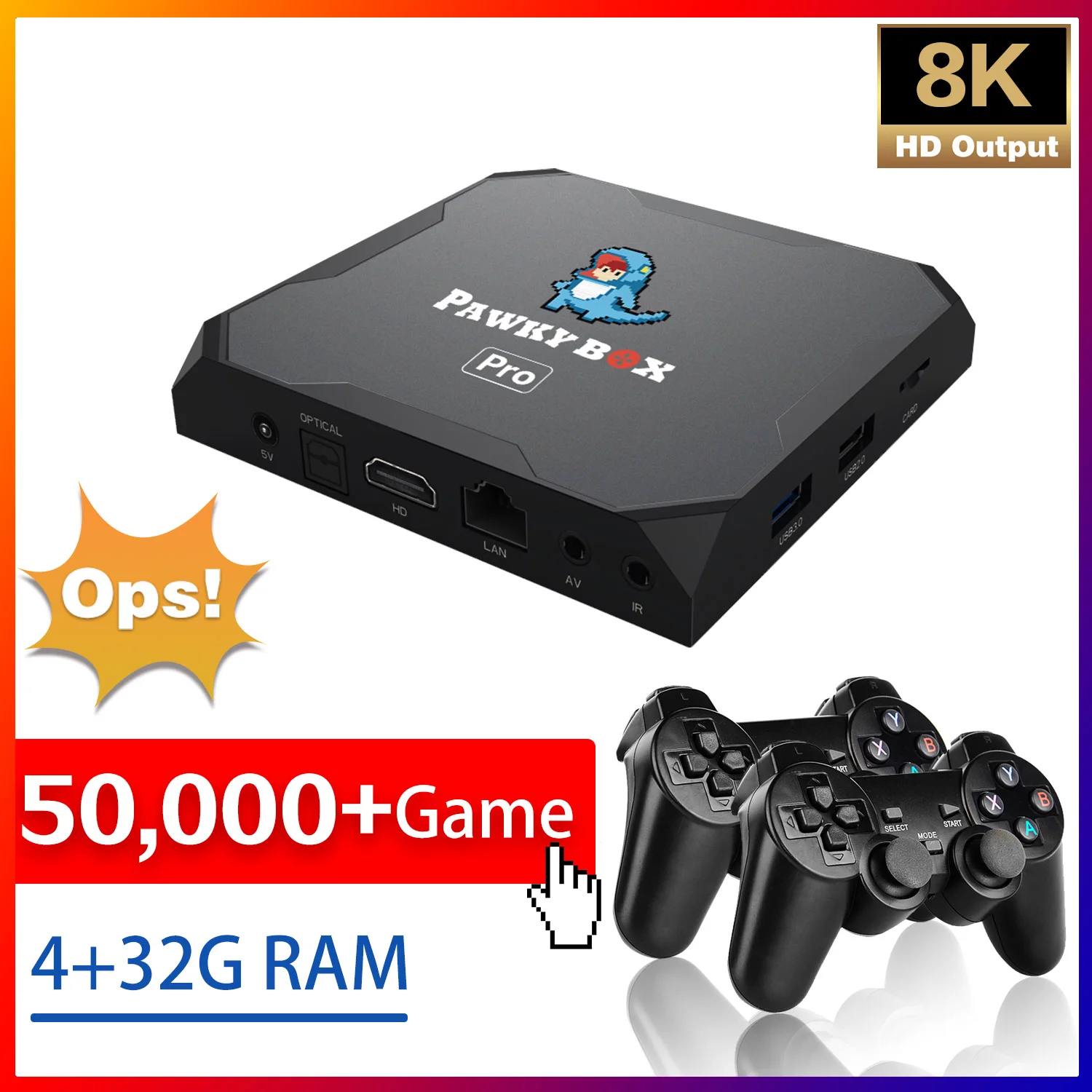 Pawky Box Pro 8K HD Ретро видео игровая консоль для DC/PS1/N64/SNES с 50000 + игр Android TV 9 0/EE Game 4 2 4G 32G