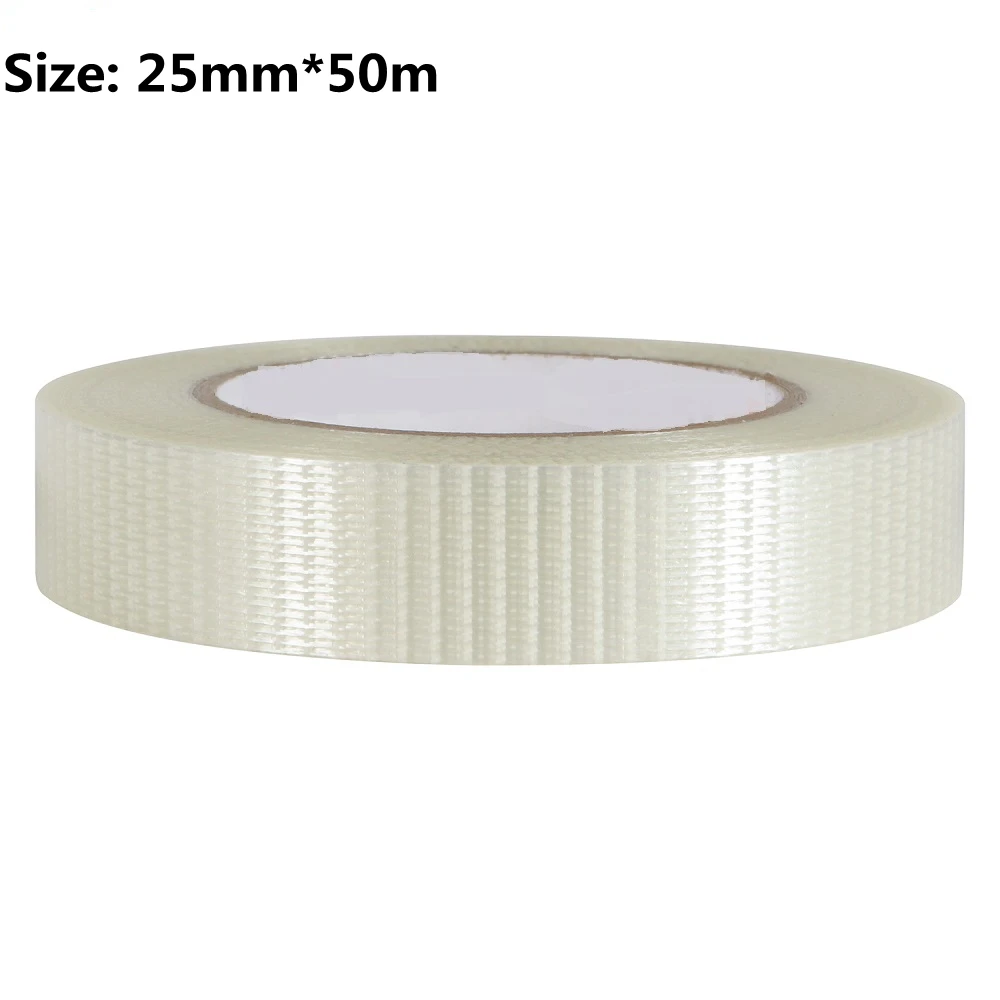 50 м сверхпрочная Стекло волоконная лента прозрачный полосатый односторонняя