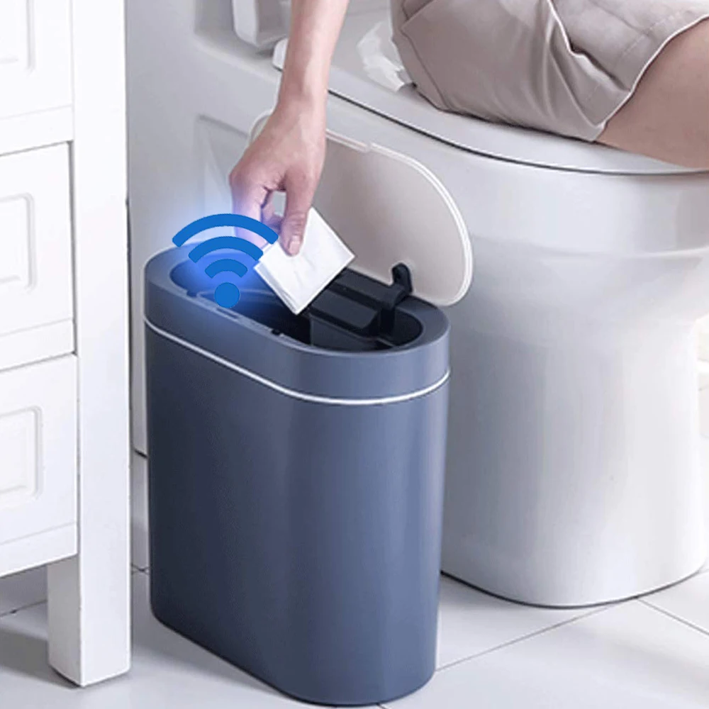 

Smart Sensor Trash Can Electronic Automatic Household Bathroom Toilet Bedroom Living room Waterproof Narrow Seam Sensor Bin