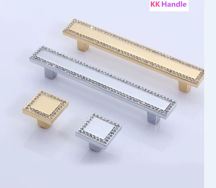 96 мм мода люкс Стразы винный шкаф дверные ручки серебро золотой ящик ТВ тянуть K9