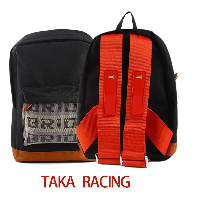 TAK-Brown-Red JDM рюкзак для гоночного тюнинга, школьная сумка для путешествий, тканевый ремень безопасности, автомобильный чехол для ключей - Название цвета: TAK-Brown-Red