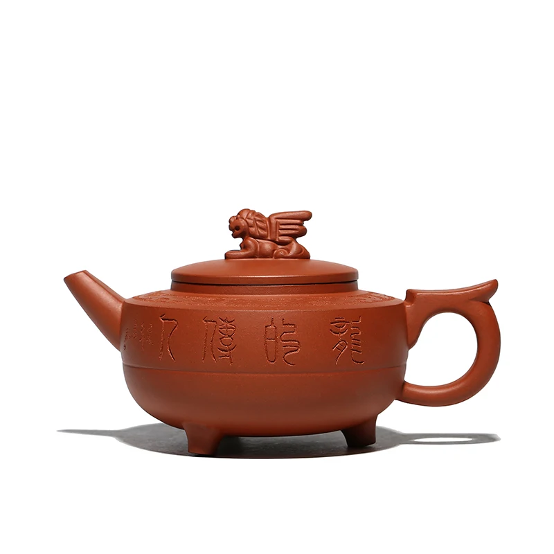 

Yixing pure manual ores are recommended a homely month red auspicious dragon pot of ores qing cement teapot tea set