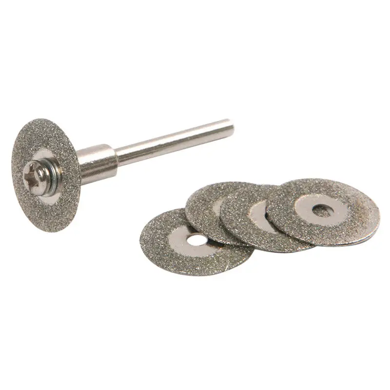 

5PCS 22mm Emery Diamond cutting blades Drill Bit+1 Mandrel for Dremel Set