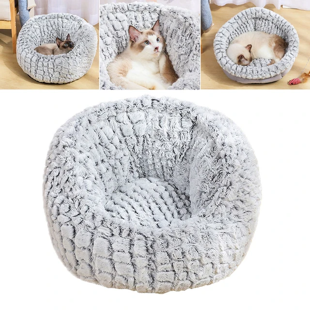 Pet Cat Bed Puppy Kitten Cat Dog Bed Cuddler Plush Washable Warming Round Comfortable Indoor Adjustable Anti Slip Mascotas