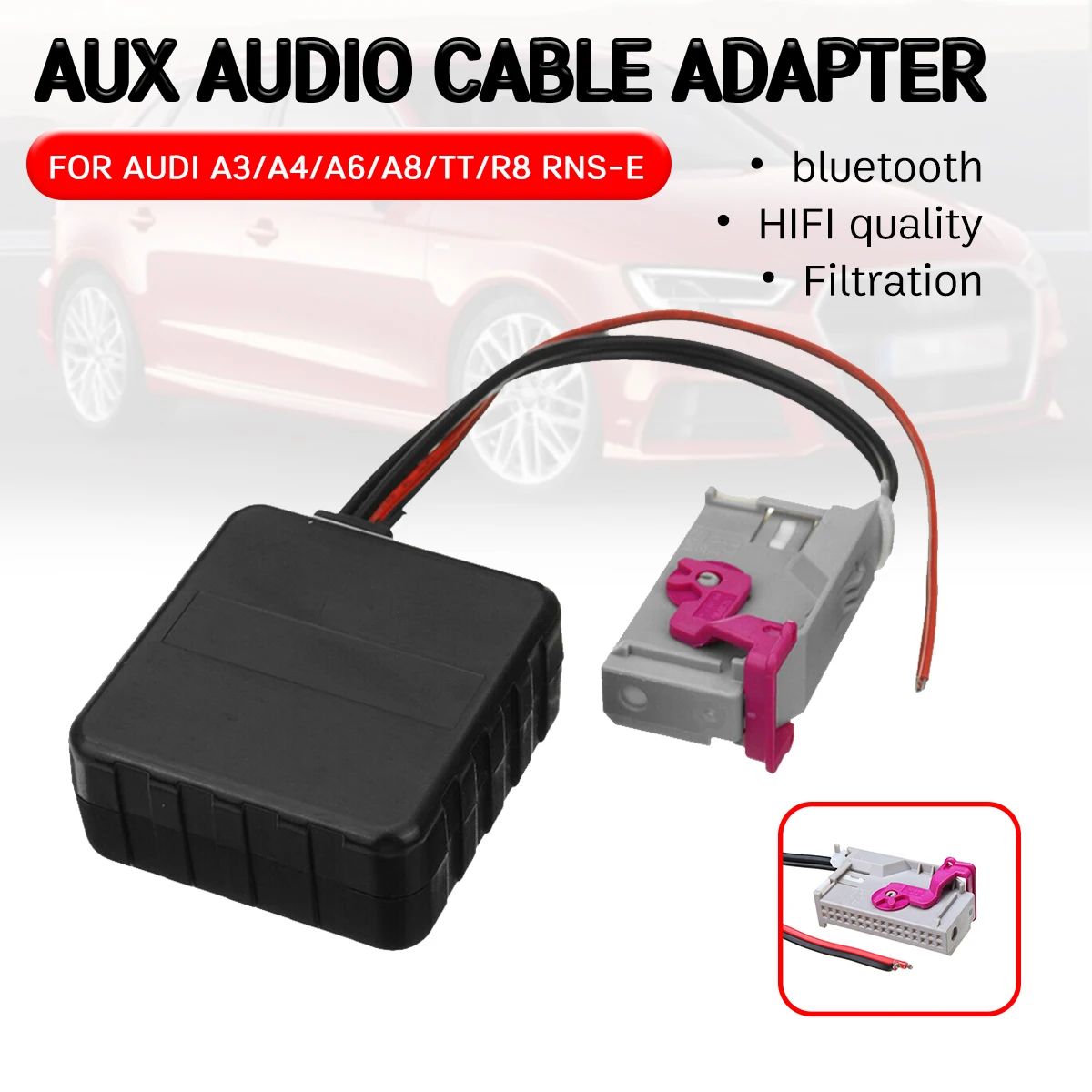 

Bluetooth Aux приемник для Audi A3 A4 A6 A8 TT R8 RNS-E кабель адаптер Hi-Fi качества для 32 Pin аудио головное устройство