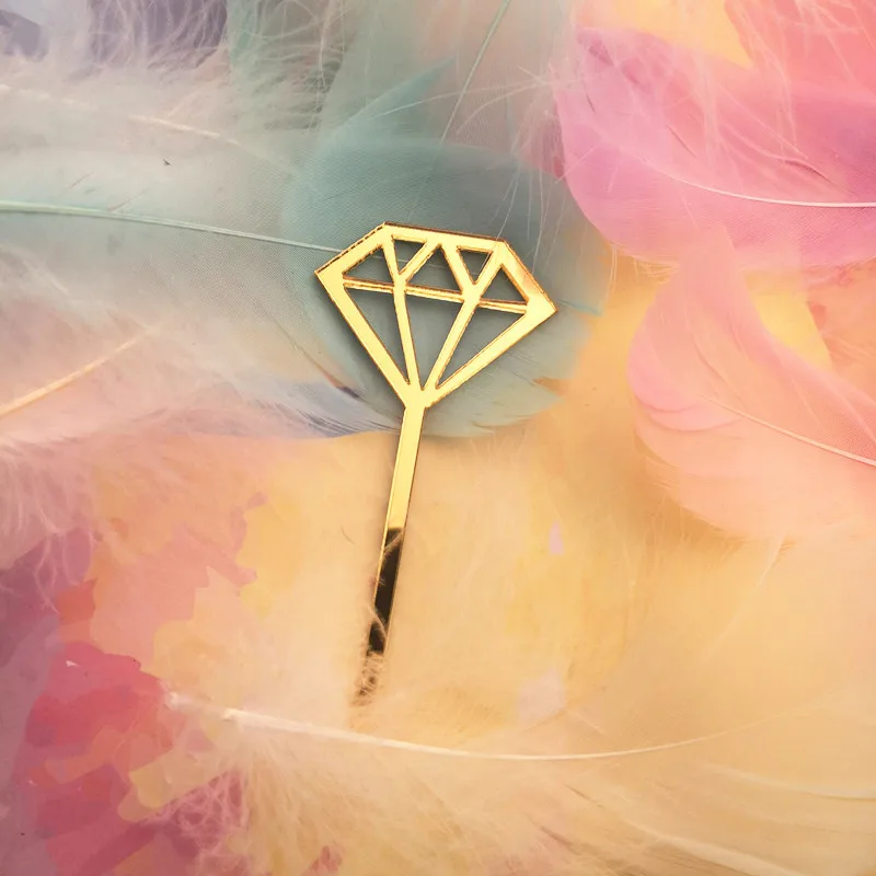 Акриловый свадебный торт Topper Gold Love Diamond Feather милые для торта детей день рождения |