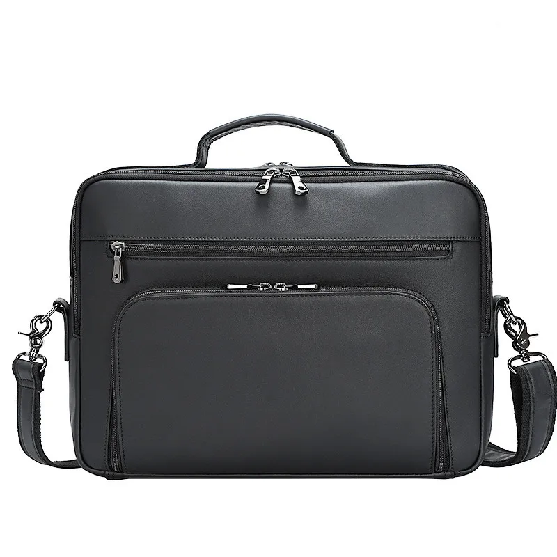 Leather men's briefcase business natural leather men's bag 15.6-inch computer handbag cowhide men's bag