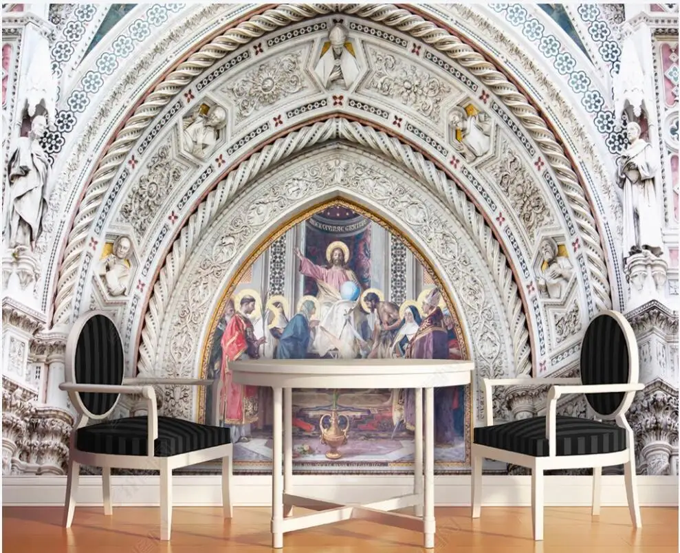 

custom Photo wallpaper mural European church arches religious oil painting bedroom home decor 3d wallpaper for walls in rolls